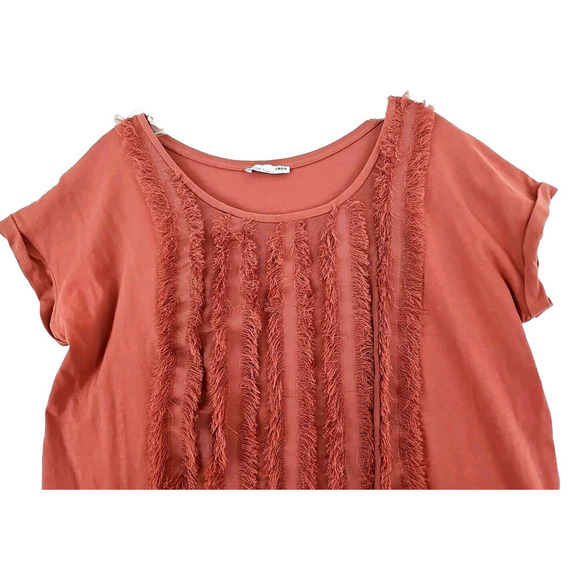ZARA ~Woman Size M~ Rose Pink Blouse Top Fringe Front. - Picture 8 of 9